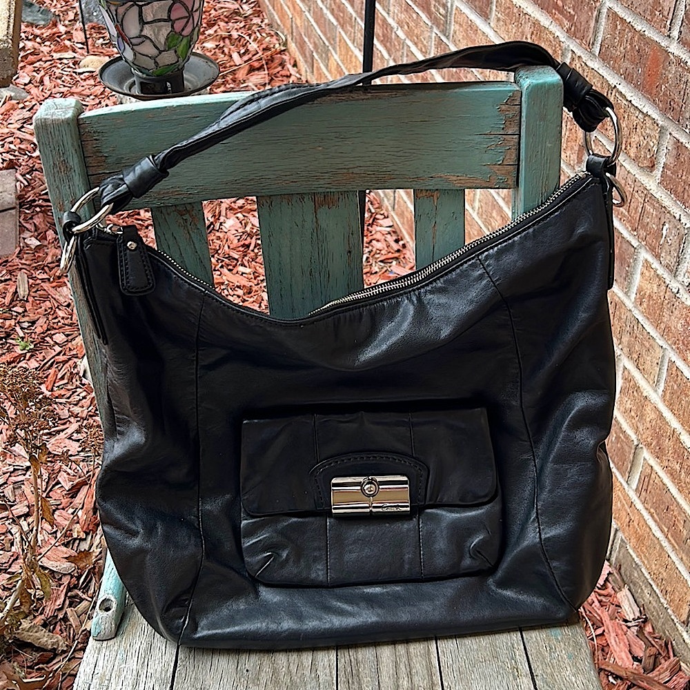 COACH Vintage Black Leather Kristen Hobo Shoulder Bag~please read!
